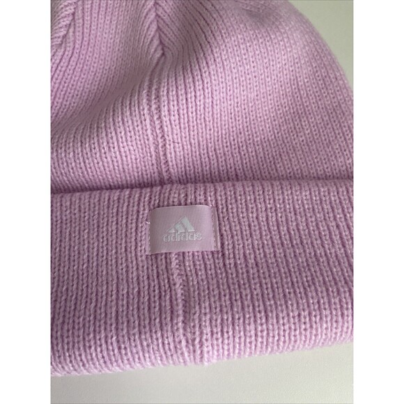 Adidas Women's Beanie Script Fold Orchid Purple Hat Cap Embroidered Logo NEW - Picture 5 of 6